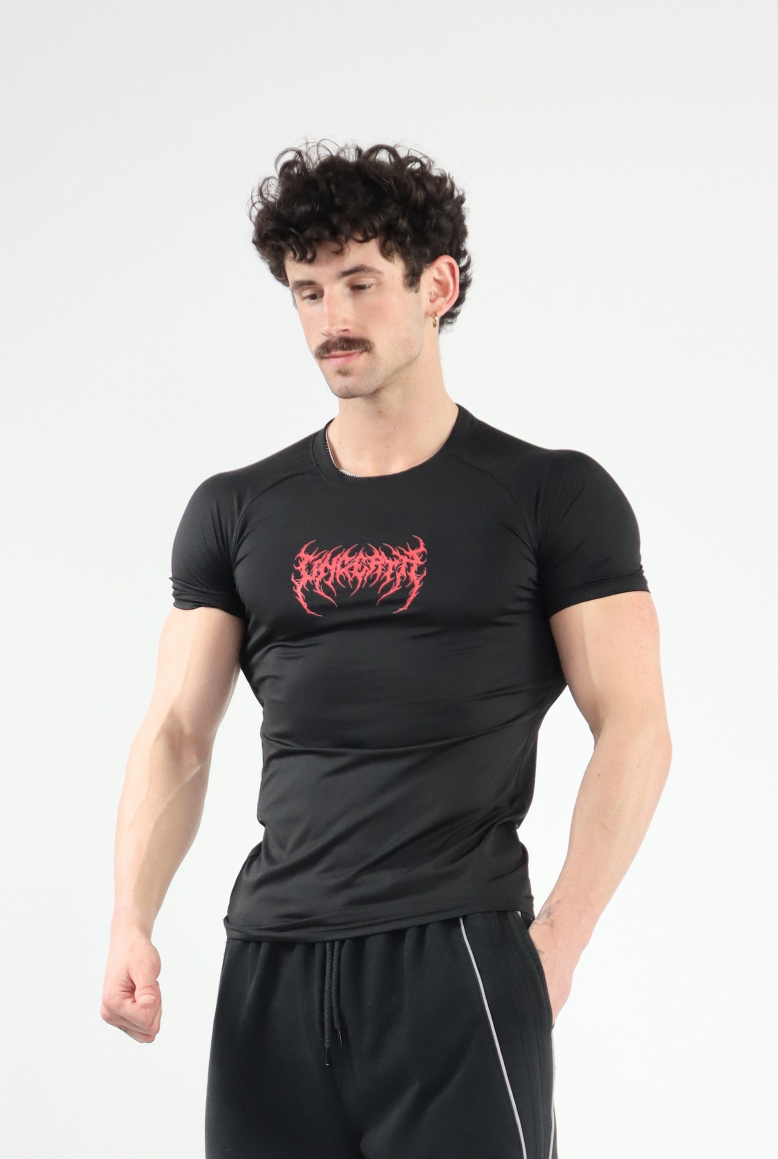 UC036 Celestial Compression Tee - Black/Red