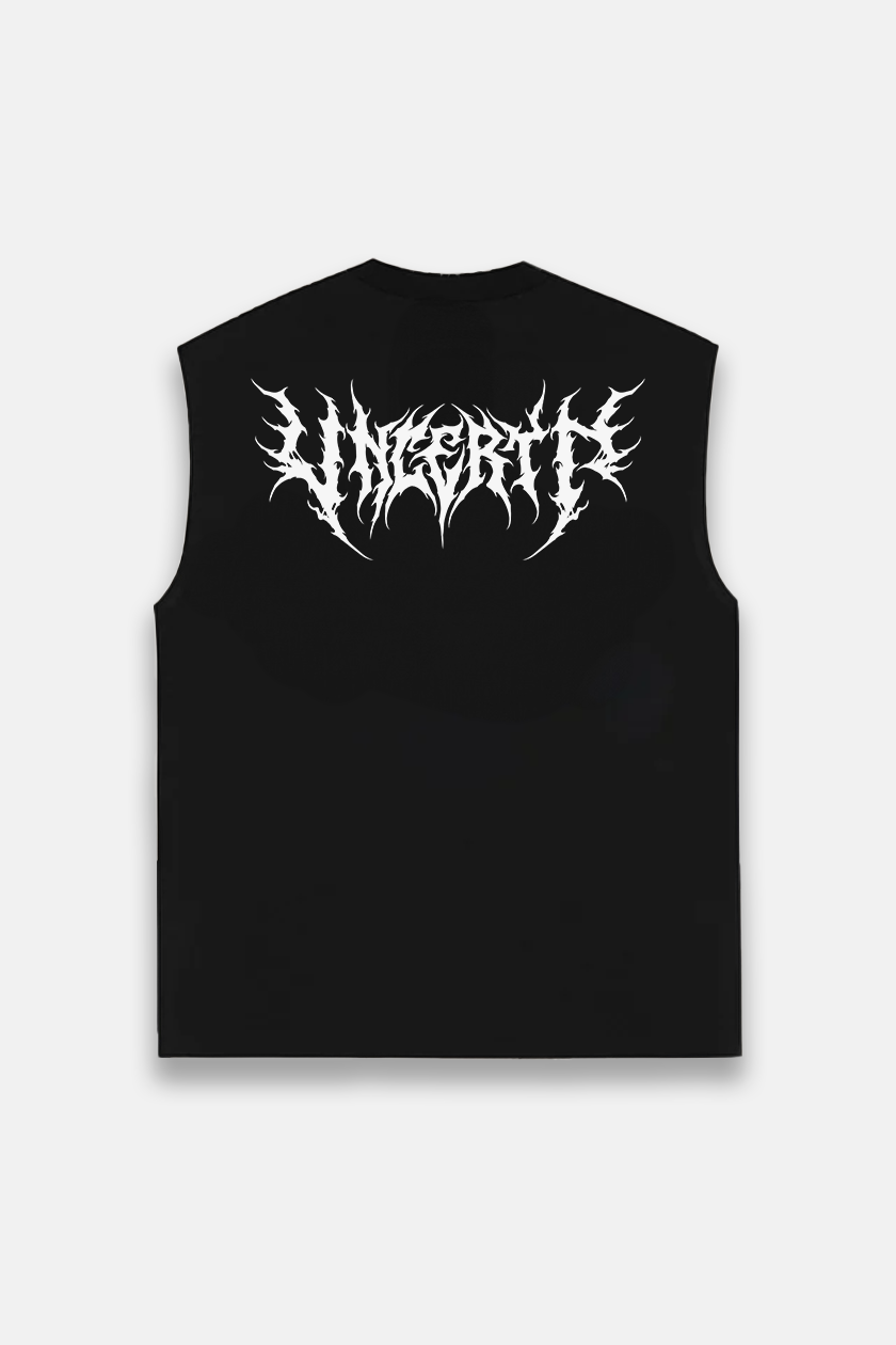 UC024 Conquer Boxy Cut Off Tank - Black