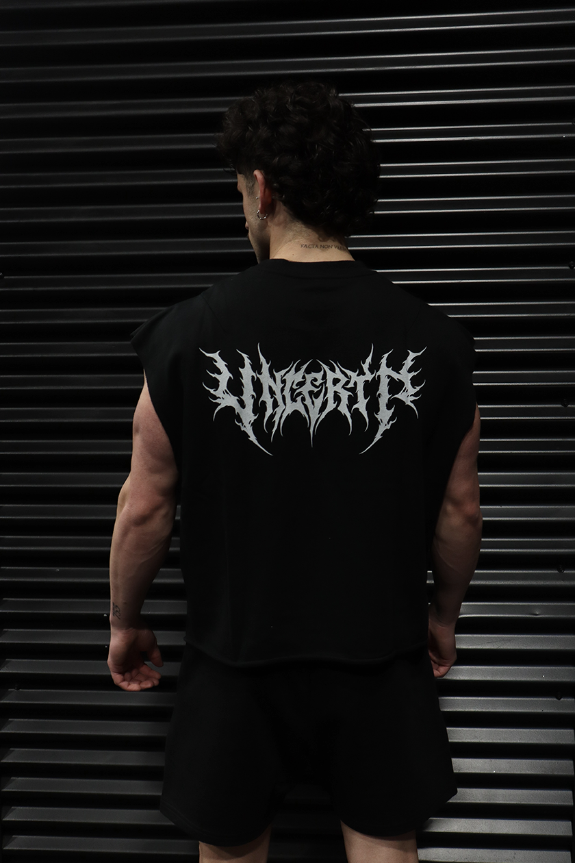 UC024 Conquer Boxy Cut Off Tank - Black