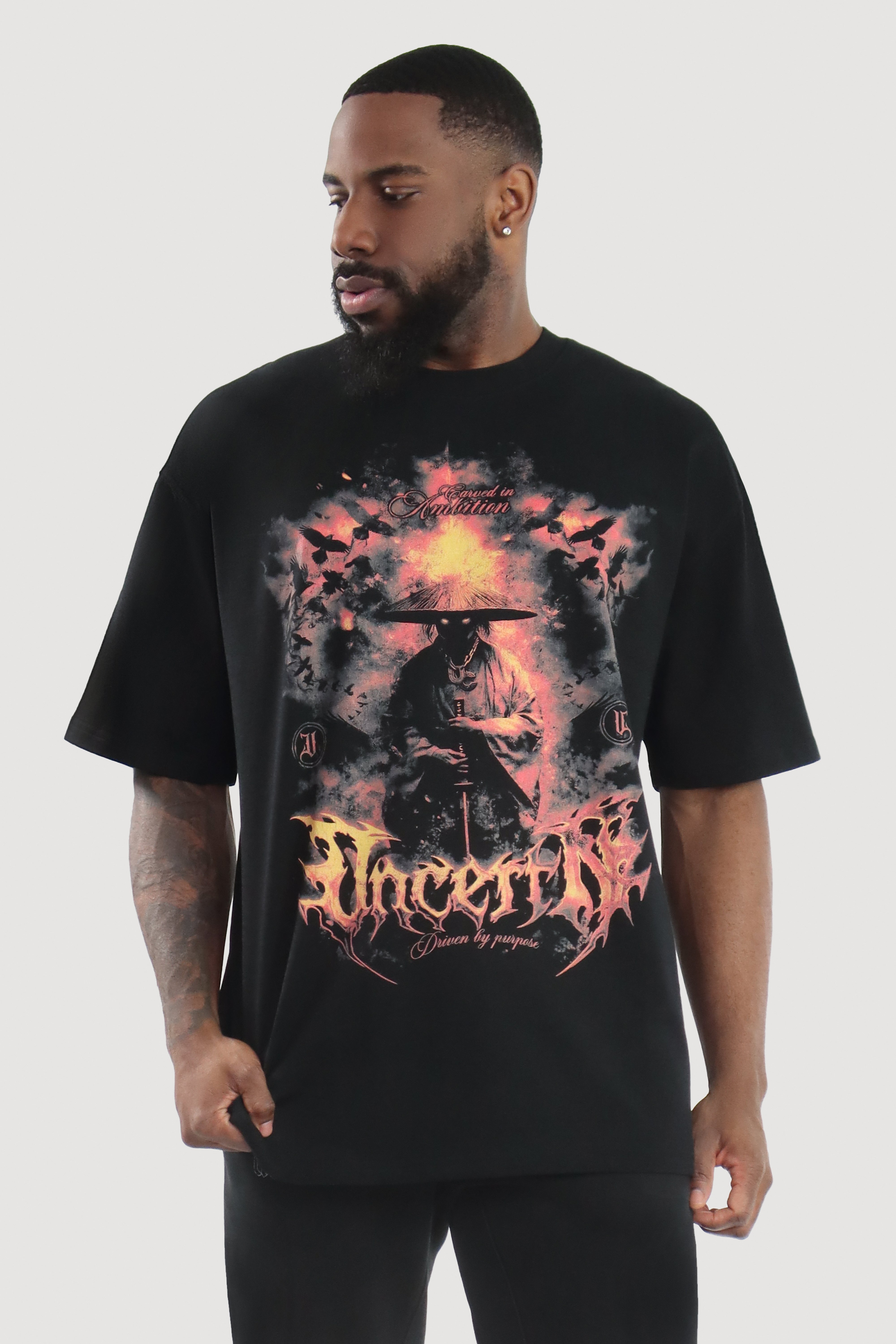 UC052 Volcano Oversized Tee - Black
