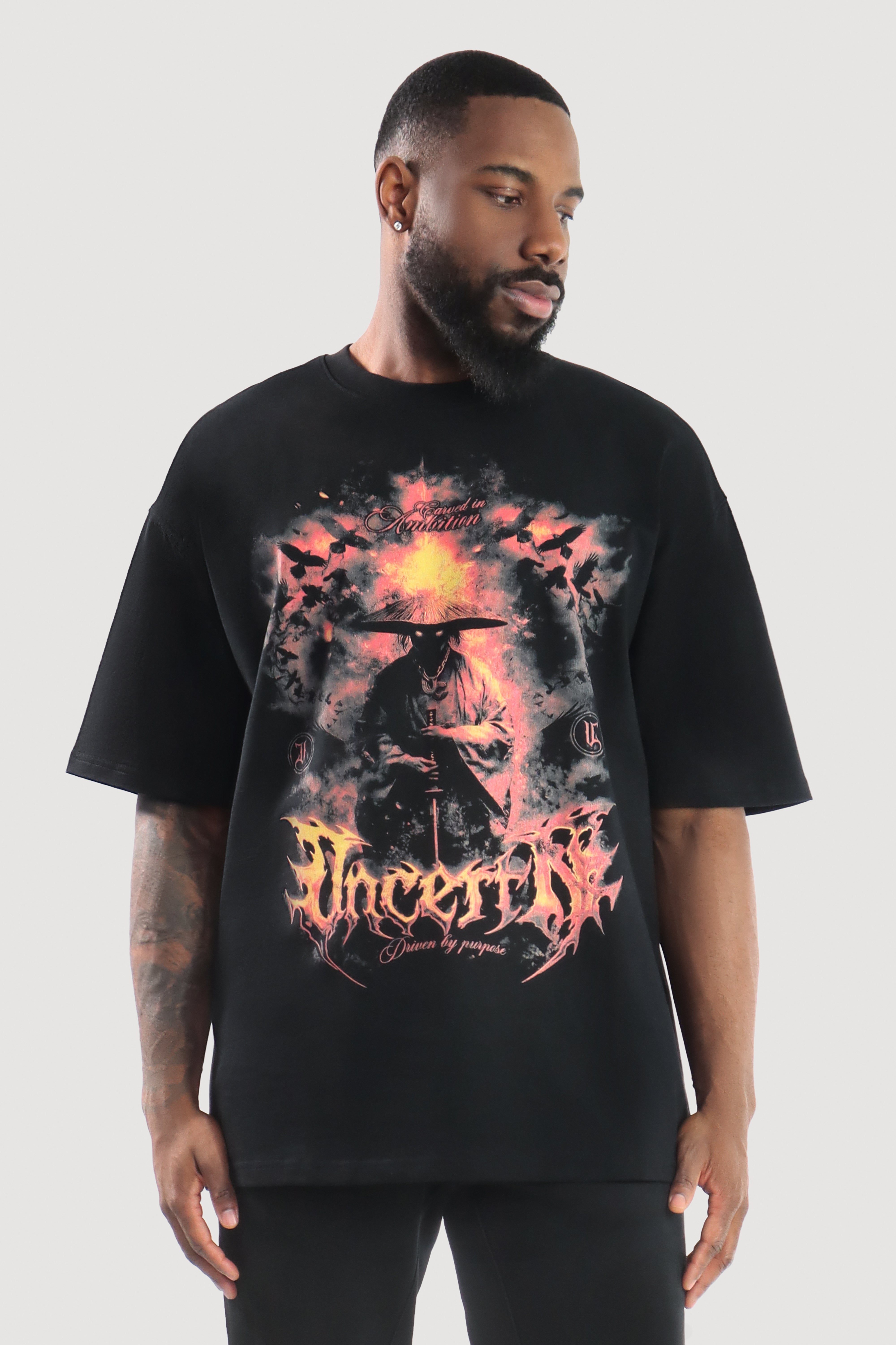 UC052 Volcano Oversized Tee - Black