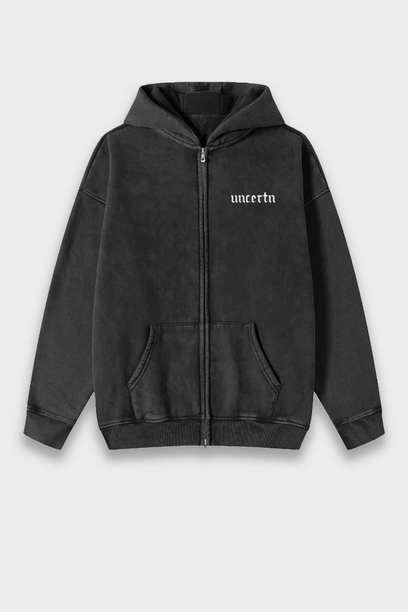 UC010 Phantom Oversized Zip Up - Black Wash