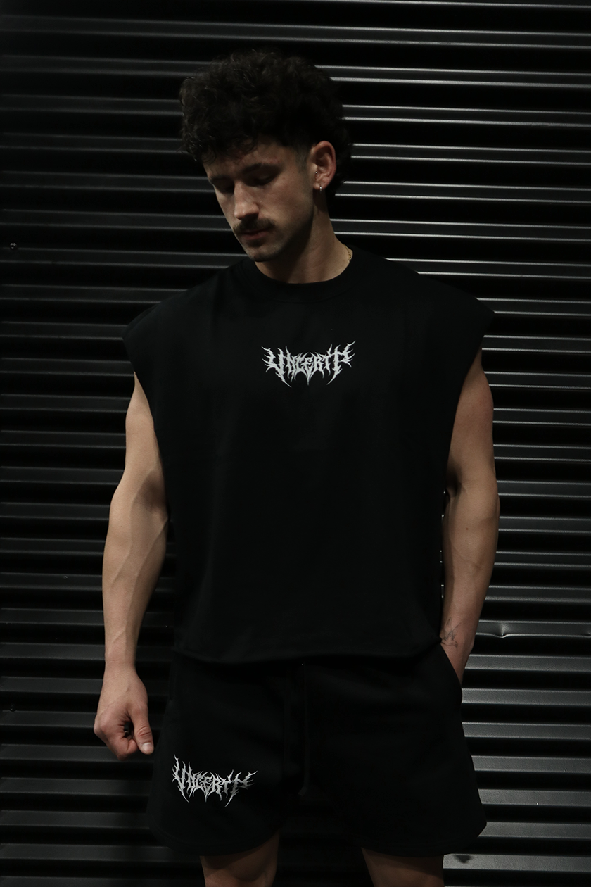 UC024 Conquer Boxy Cut Off Tank - Black