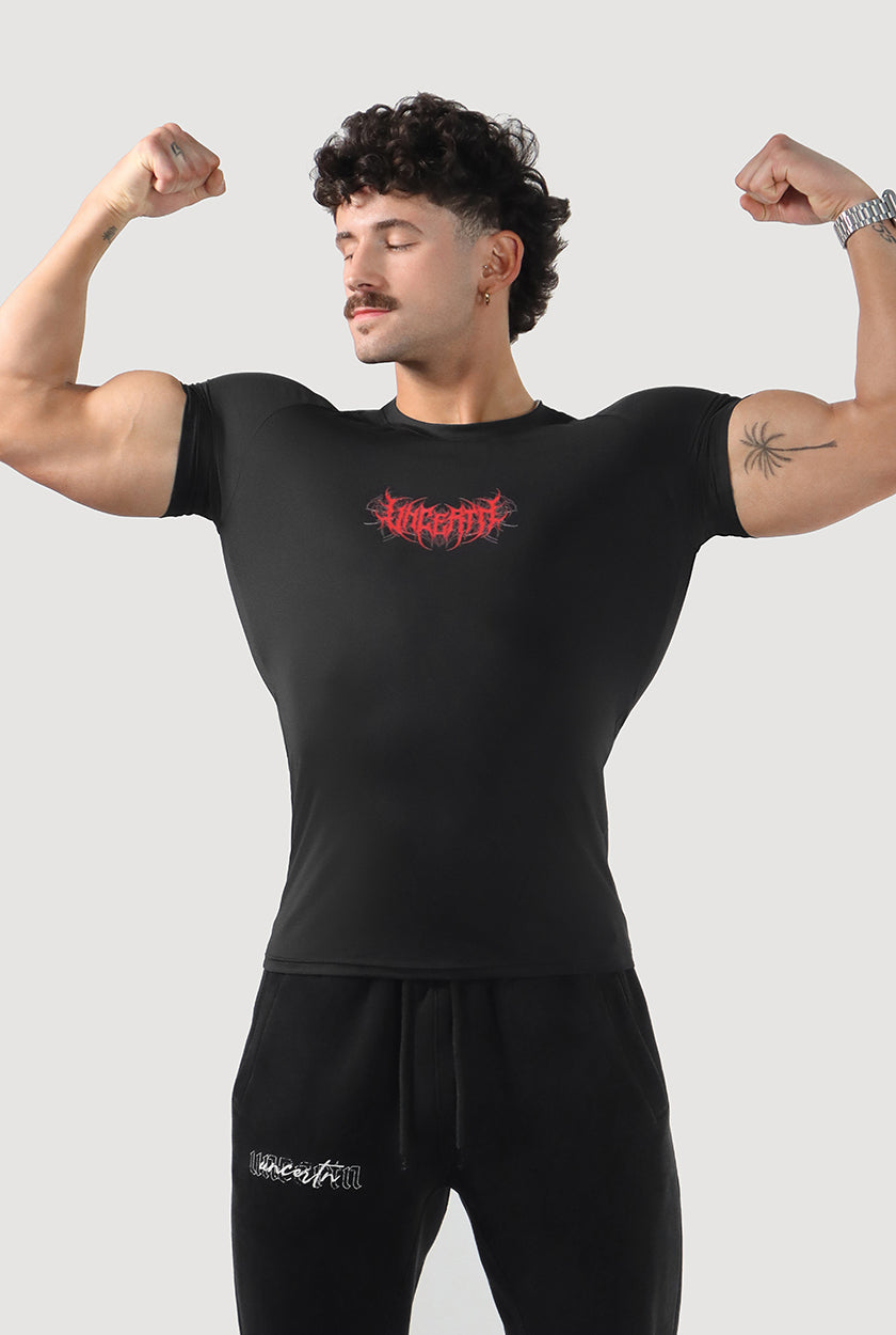 UC045 Venom Compression Tee - Black/Red